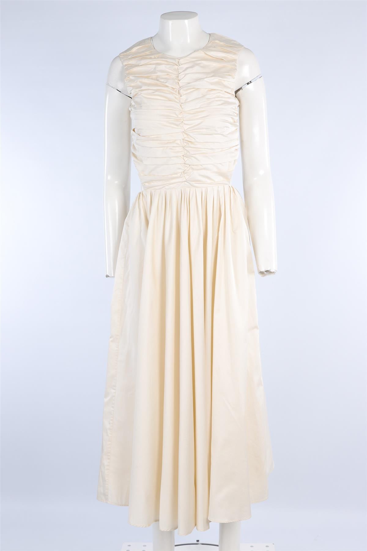 MORE NOIR CREAM COTTON MAXI DRESS SMALL