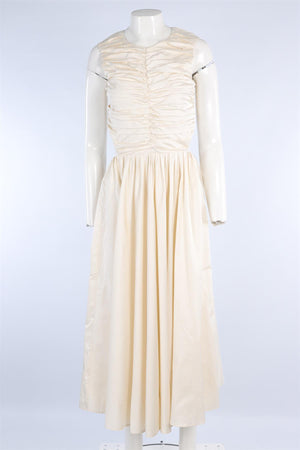 MORE NOIR CREAM COTTON MAXI DRESS SMALL