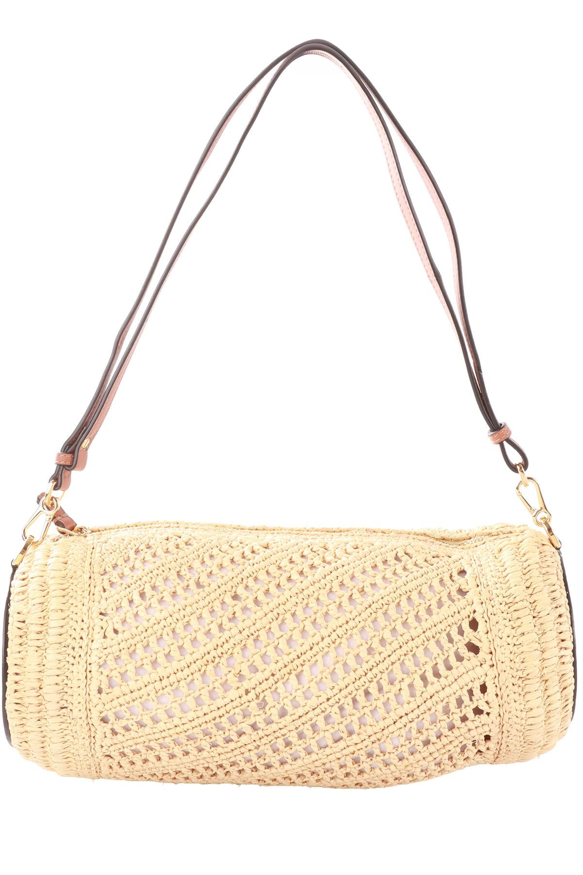LOEWE + PAULA'S IBIZA BEIGE BRACELET RAFFIA SHOULDER BAG