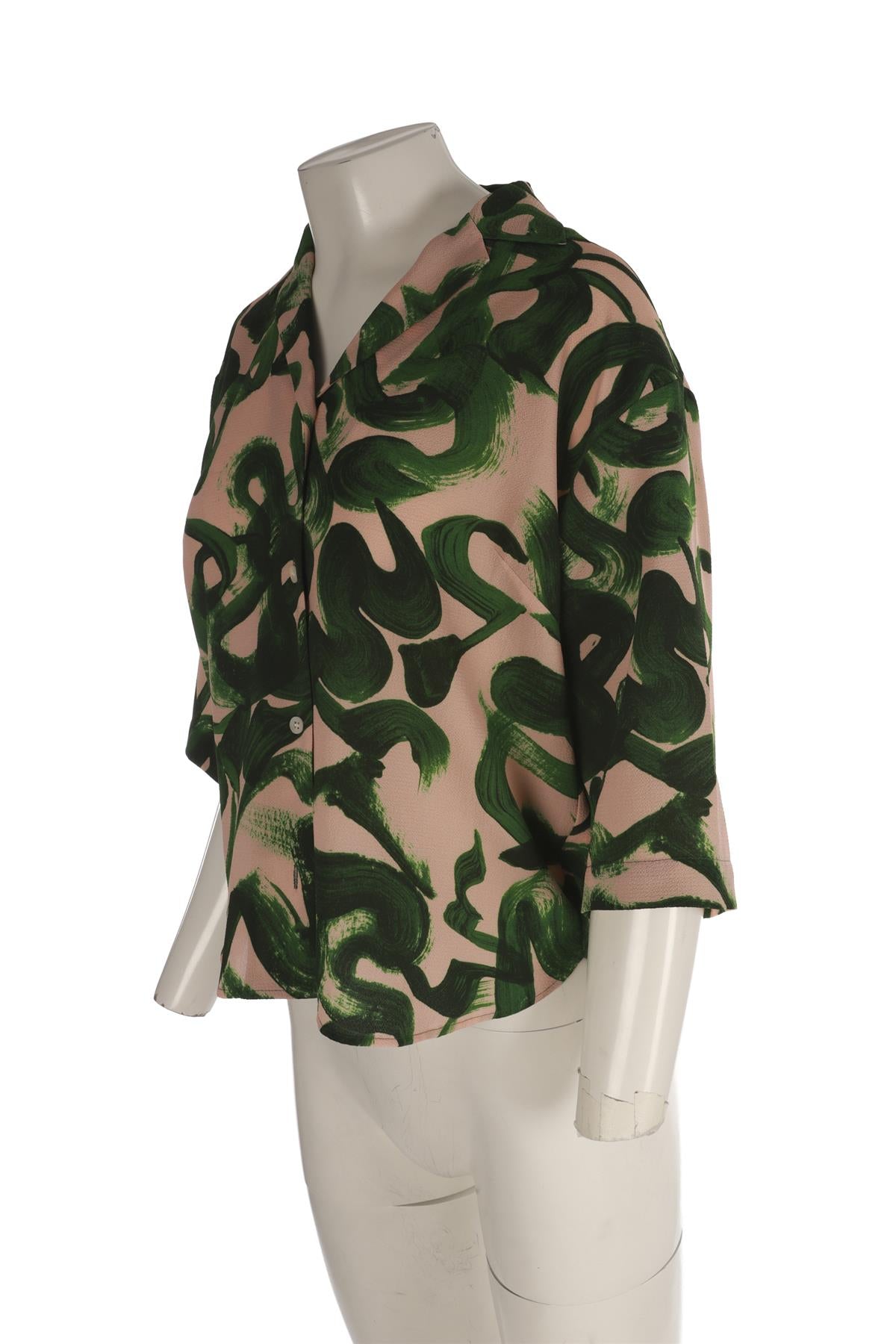 DRIES VAN NOTEN GREEN CREPE SHIRT FR 36 UK 8