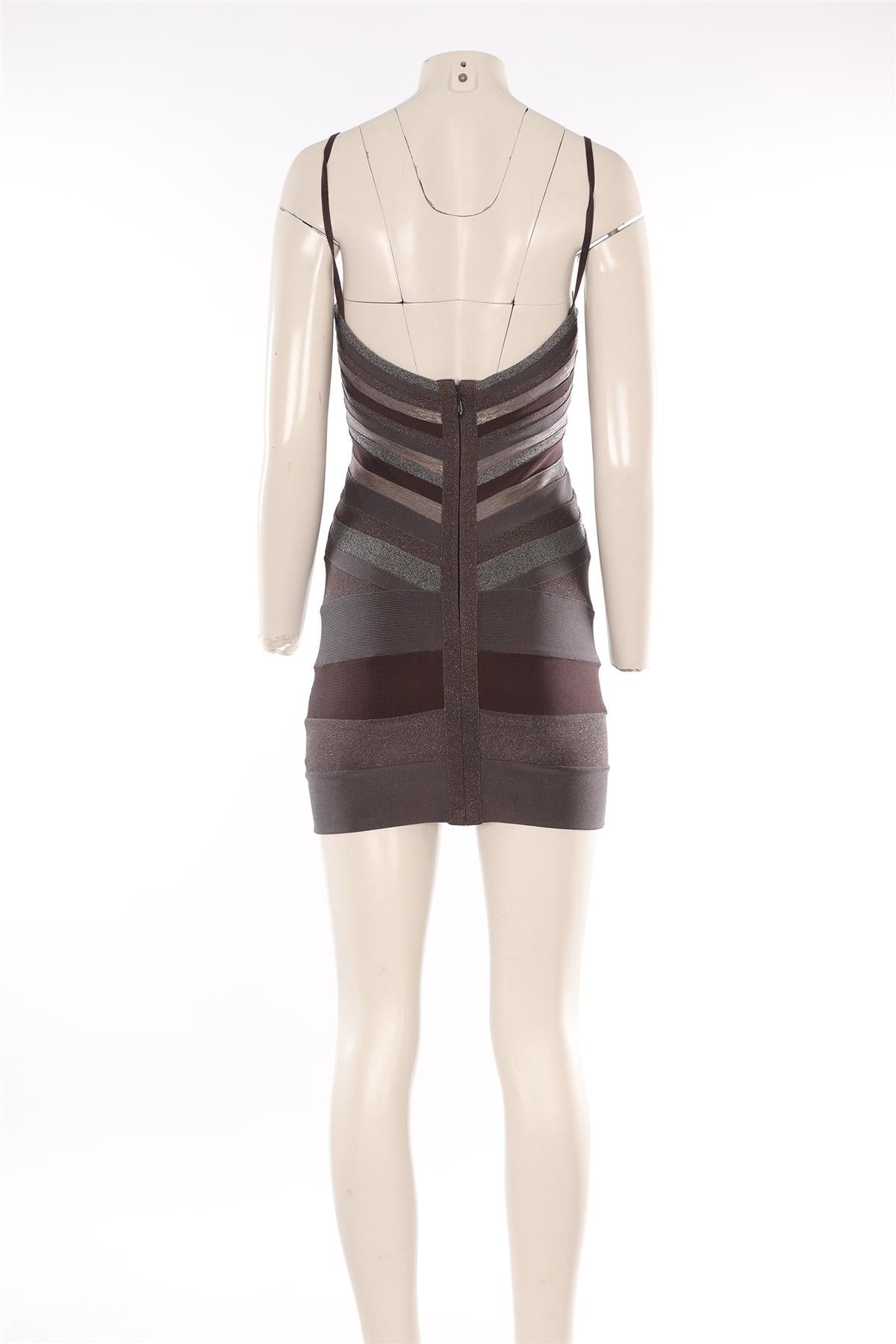 HERVE LEGER GREY BANDAGE MINI DRESS MEDIUM