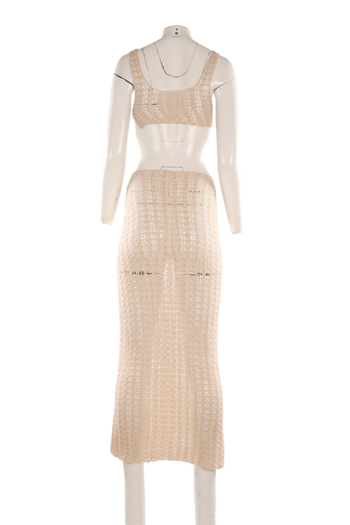 CULT GAIA BEIGE CROCHET MAXI DRESS SMALL