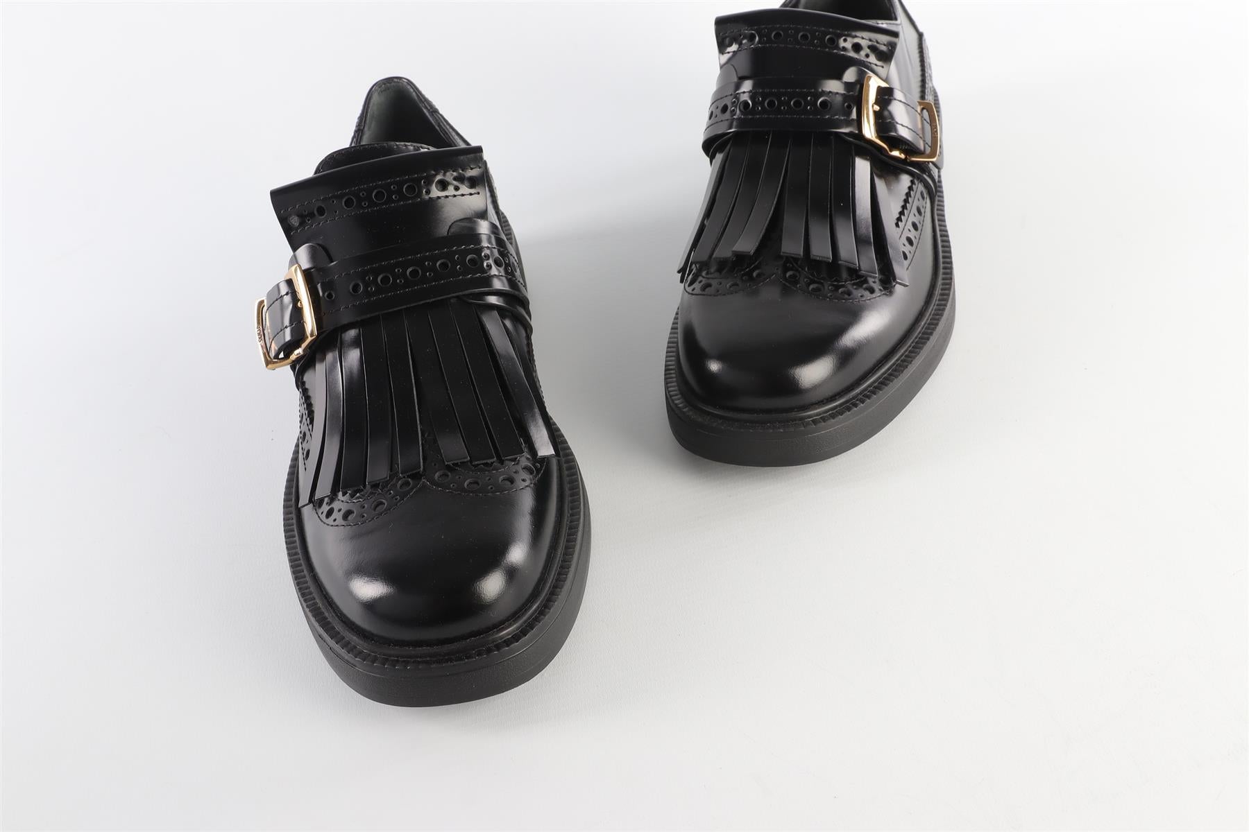 TOD'S BLACK LEATHER BROGUES EU 40 UK 7 US 10