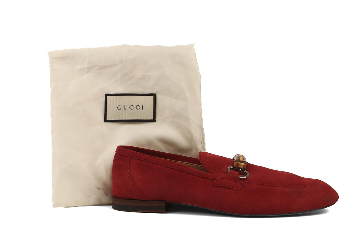 GUCCI RED MEN'S SUEDE LOAFERS EU 41 UK 7.5 US 8.5