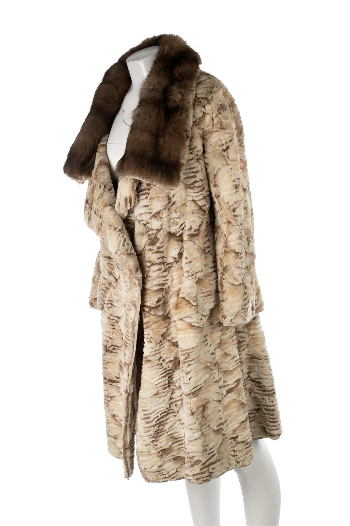 YVES SAINT LAURENT BEIGE VINTAGE FUR COAT FR 38 UK 10