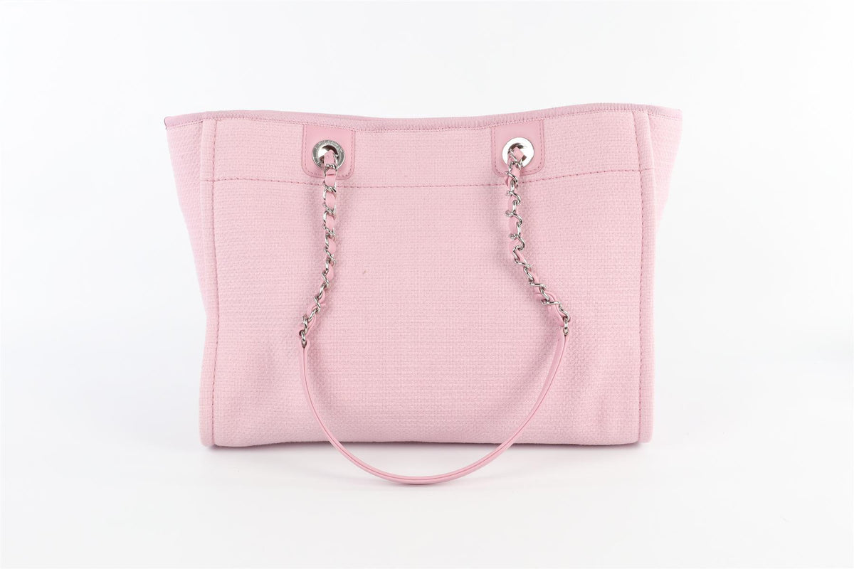 CHANEL PINK 2022 DEAUVILLE SMALL FABRIC TOTE BAG