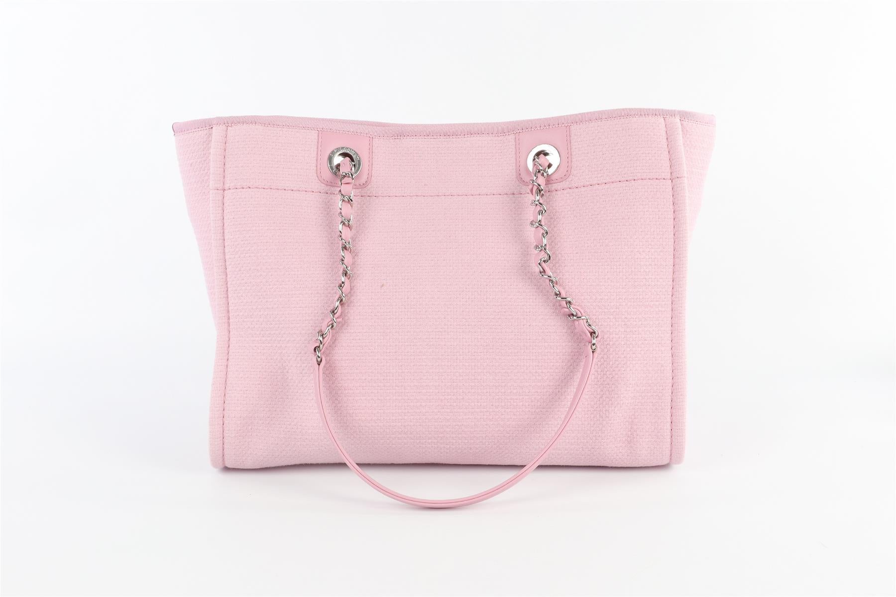 CHANEL PINK 2022 DEAUVILLE SMALL FABRIC TOTE BAG