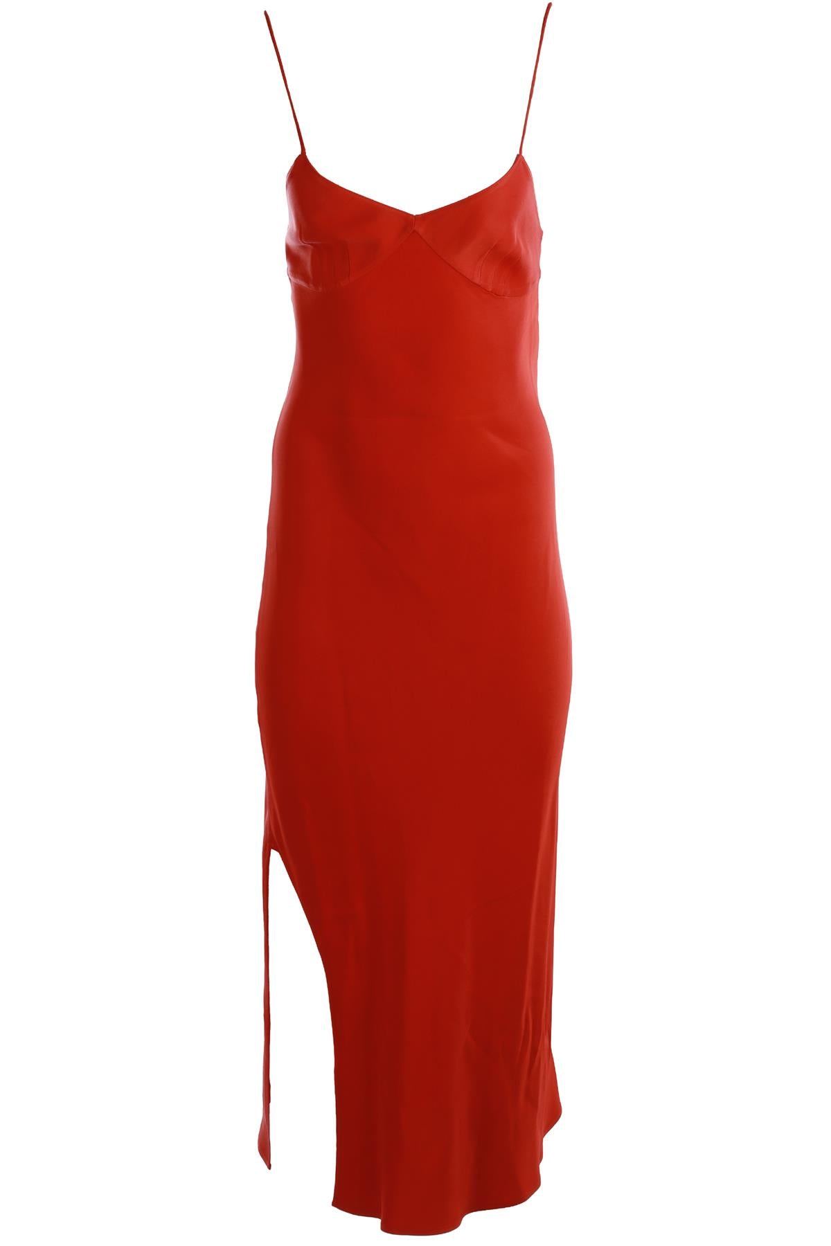 KHAITE ORANGE CREPE MIDI DRESS US 2 UK 6