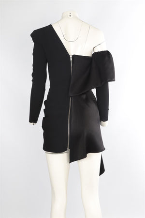 ALEX PERRY BLACK SATIN MINI DRESS UK 6