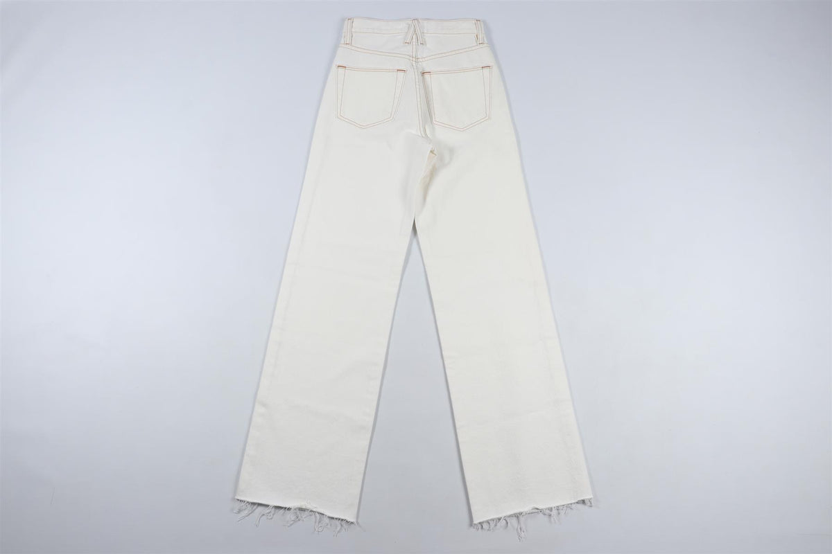 SLVRLAKE CREAM HIGH RISE WIDE LEG JEANS W23 UK 4