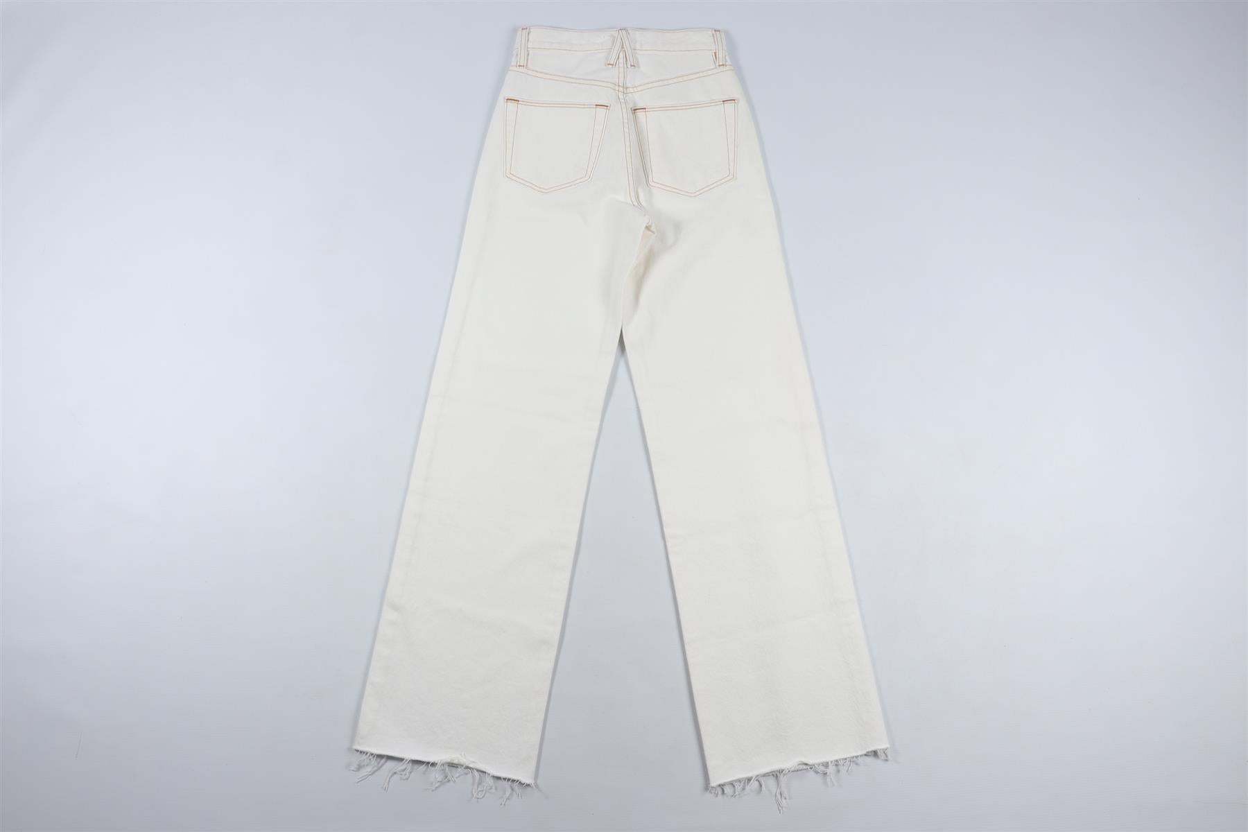 SLVRLAKE CREAM HIGH RISE WIDE LEG JEANS W23 UK 4