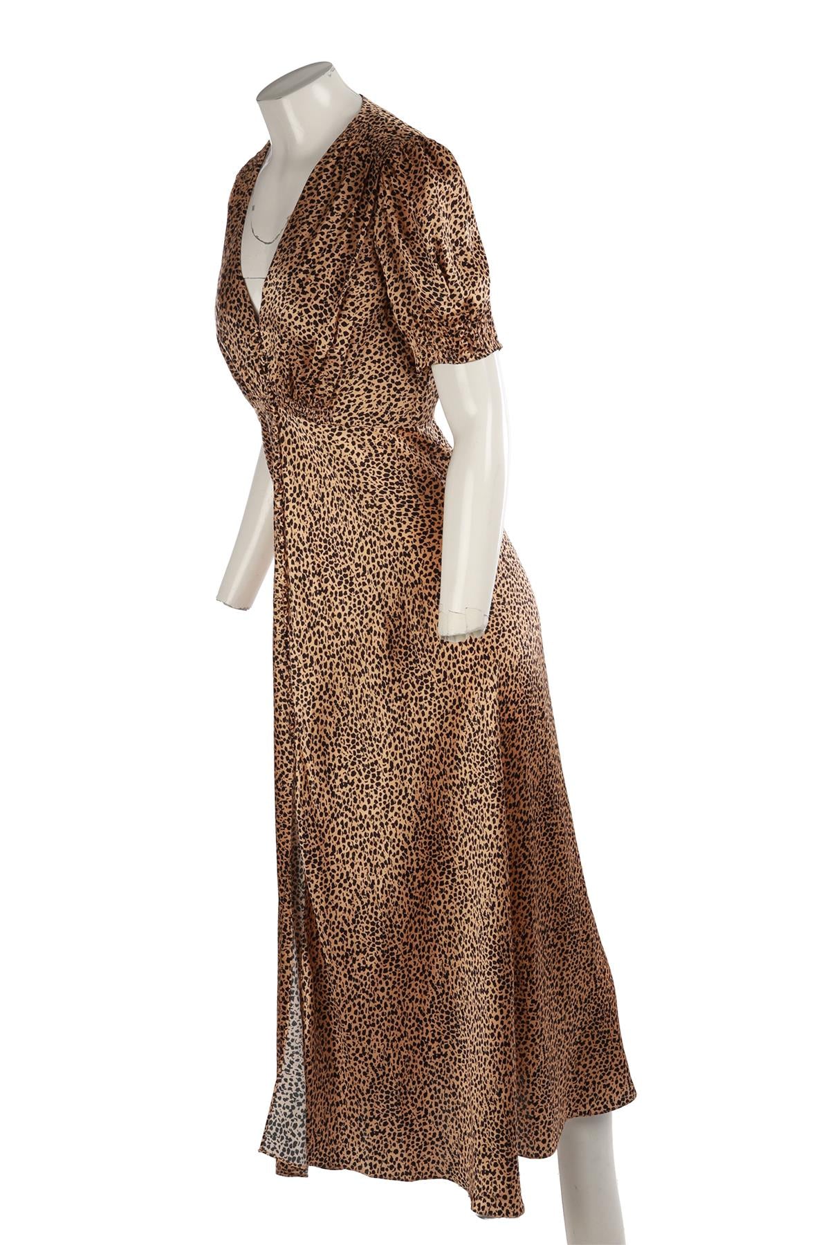 SALONI BROWN SILK MAXI DRESS UK 10