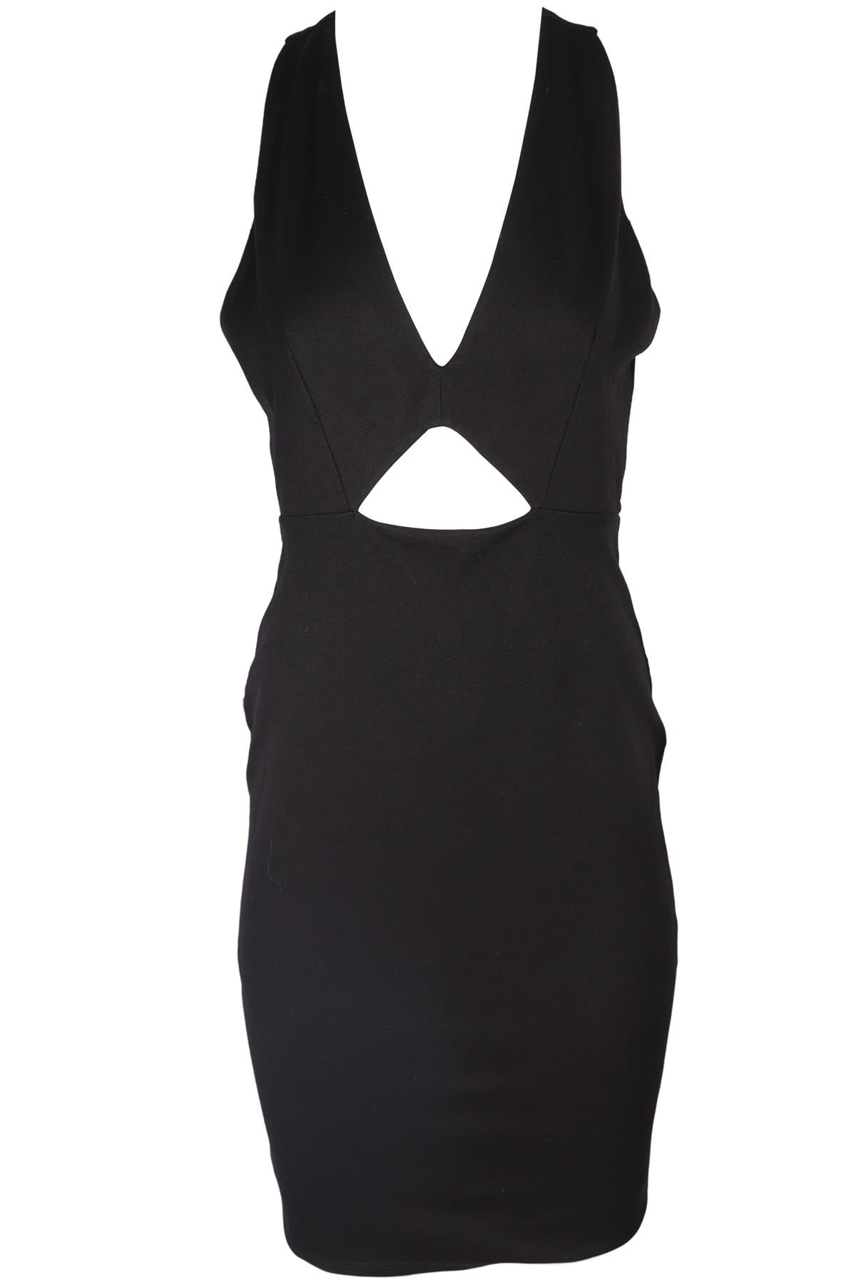 MICHELLE MASON BLACK JERSEY MIDI DRESS MEDIUM