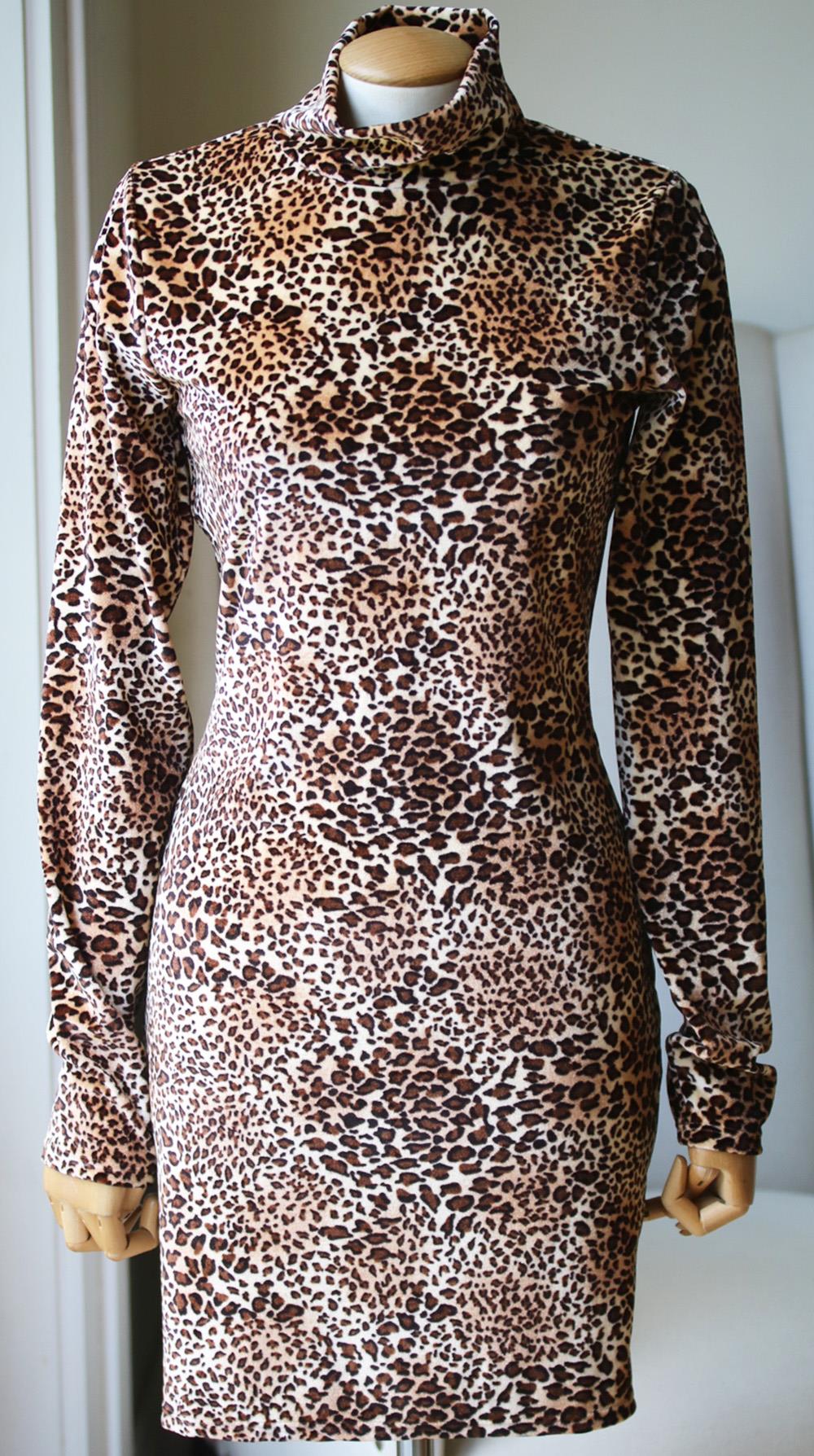 SPRWMN LEOPARD PRINT VELVET MINI DRESS LARGE