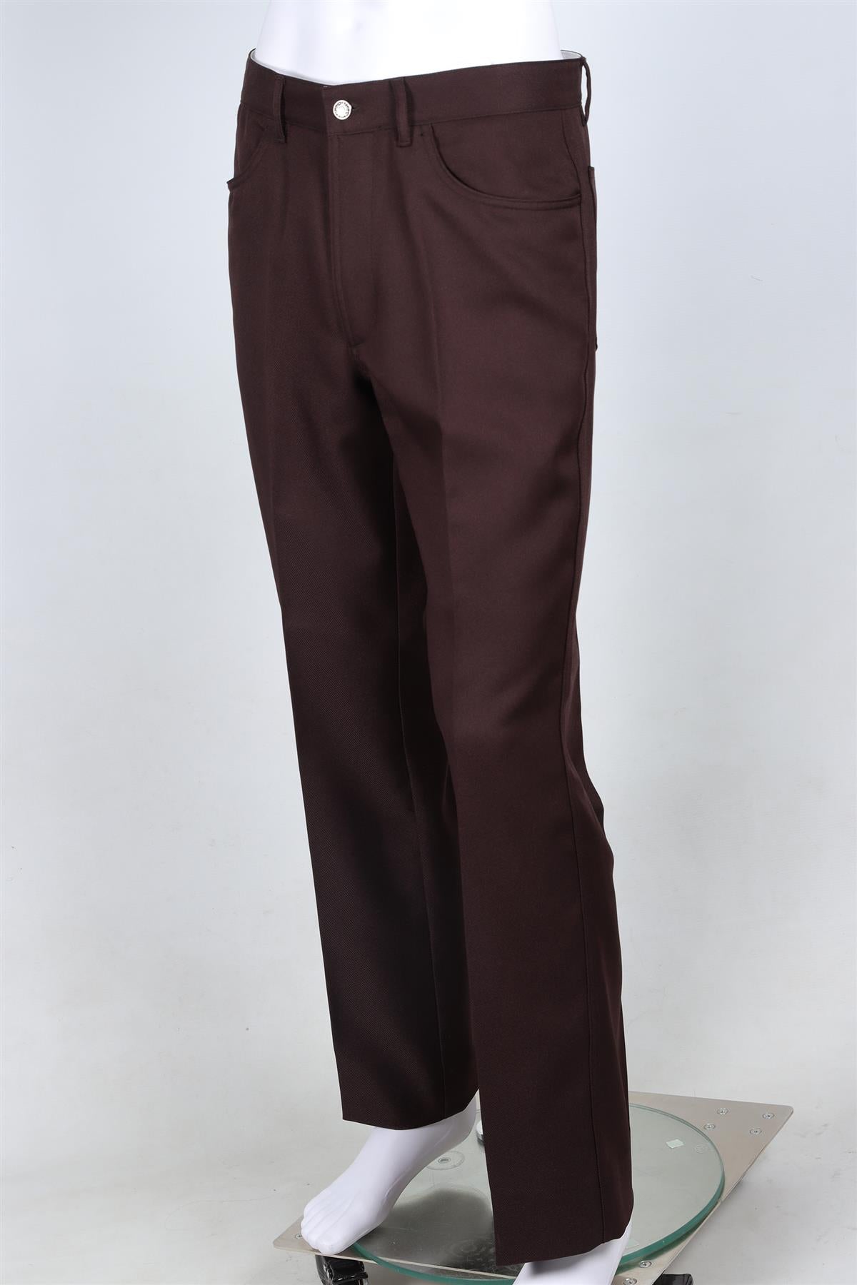 SECOND LAYER BROWN MEN'S WOVEN STRAIGHT LEG PANTS IT 46 UK/US WAIST 30