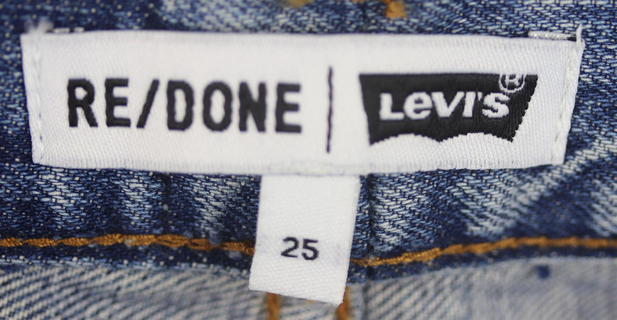RE/DONE DISTRESSED HIGH WAISTED DENIM SHORTS W25 UK 6/8