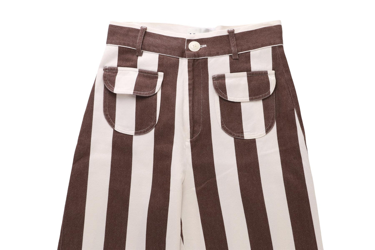 LA VESTE BROWN COTTON STRAIGHT LEG PANTS SMALL