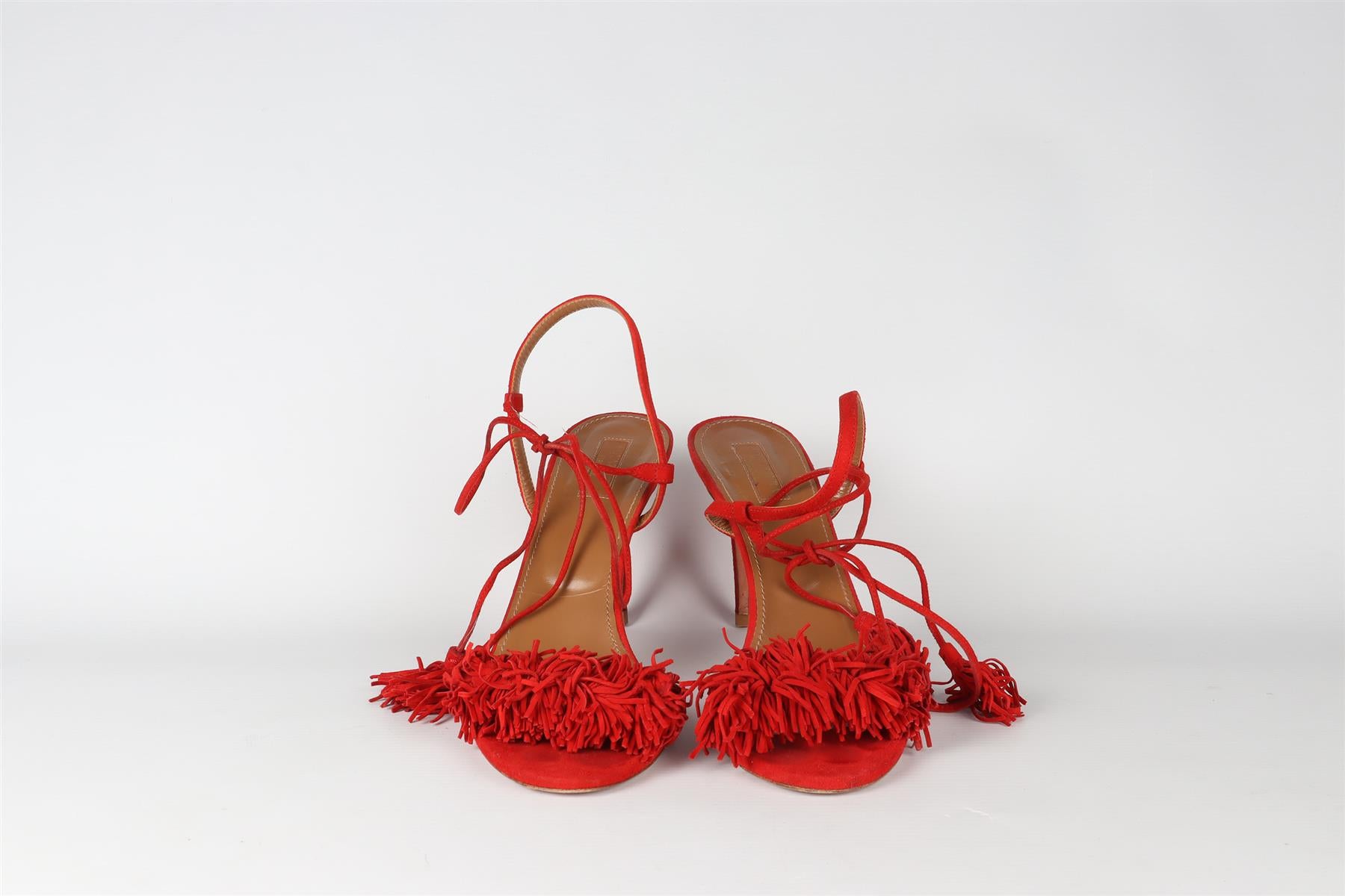 AQUAZZURA RED SUEDE SANDALS EU 40.5 UK 7.5 US 10.5