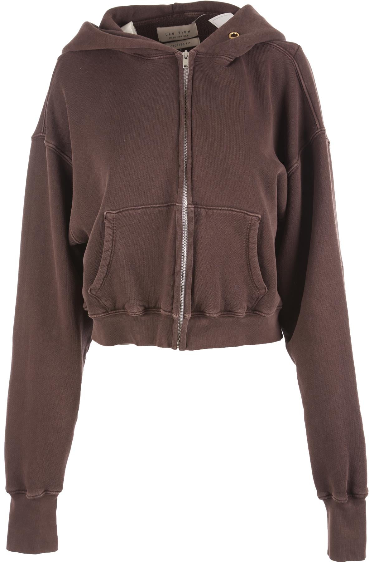 LES TIEN BROWN COTTON HOODIE MEDIUM