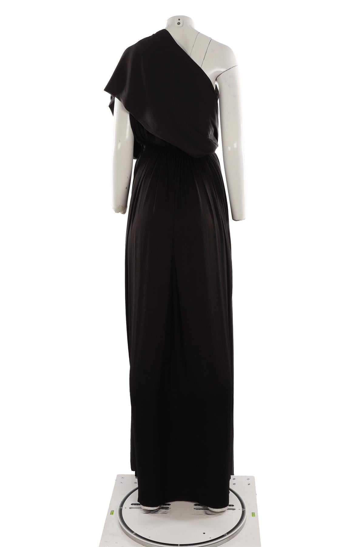 LANVIN BLACK 2011 SATIN MAXI DRESS FR 36 UK 8