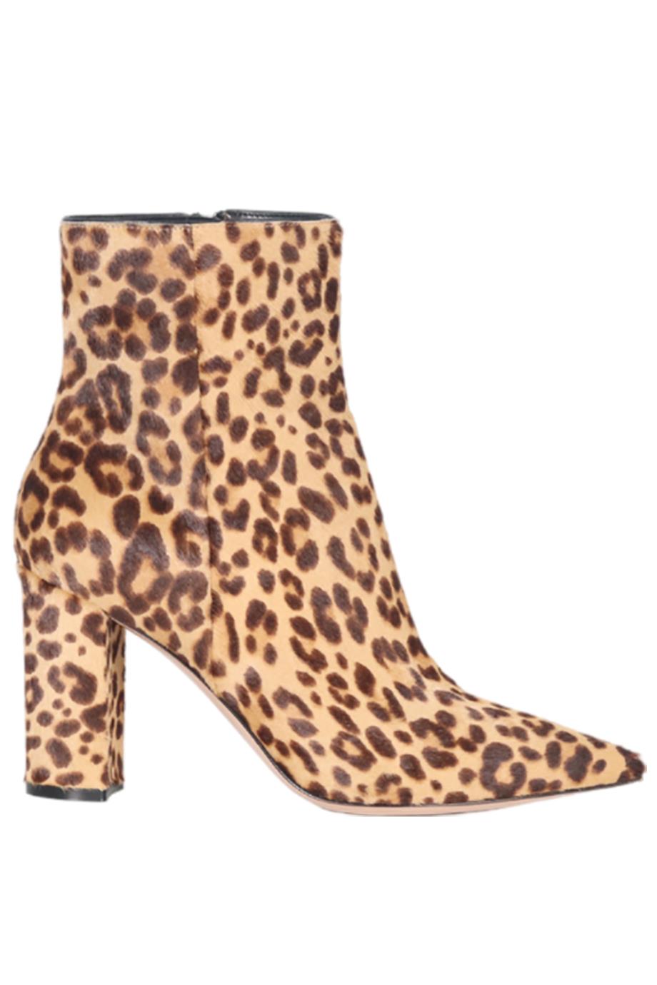 GIANVITO ROSSI CALF HAIR AND LEATHER ANKLE BOOTS EU 38.5 UK 5.5 US 8.5
