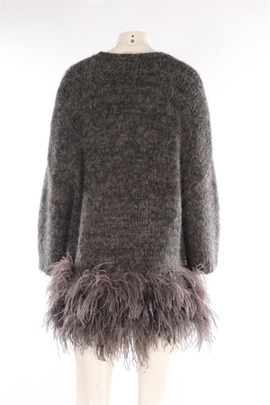 DRIES VAN NOTEN GREY ALPACA MINI DRESS SMALL