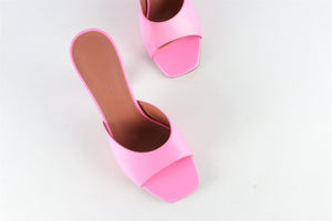 AMINA MUADDI PINK LEATHER MULES EU 38 UK 5 US 8