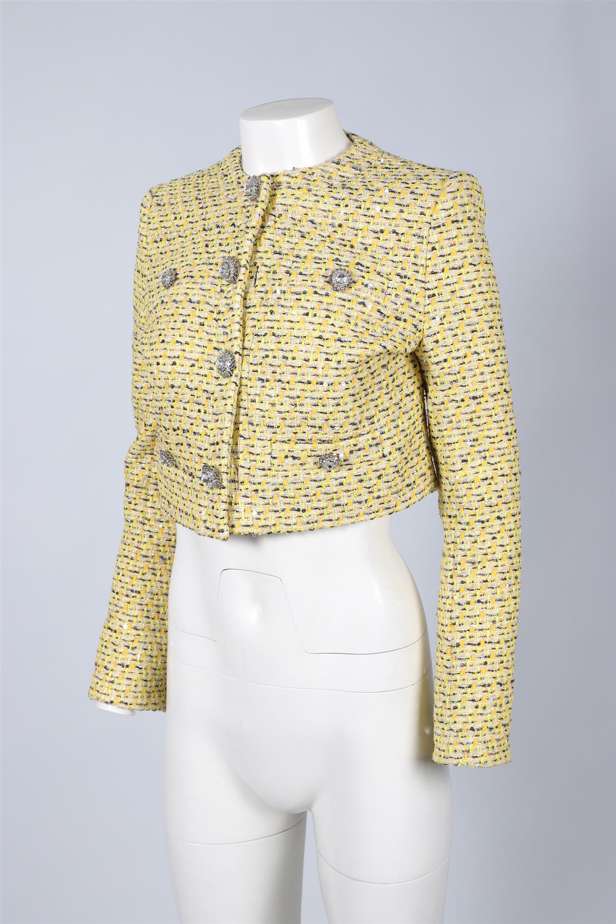 ALESSANDRA RICH YELLOW TWEED JACKET IT 40 UK 8