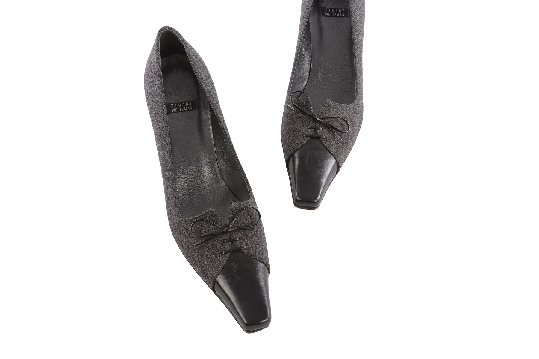 STUART WEITZMAN GREY VINTAGE FELT PUMPS US 7 EU 37 UK 4