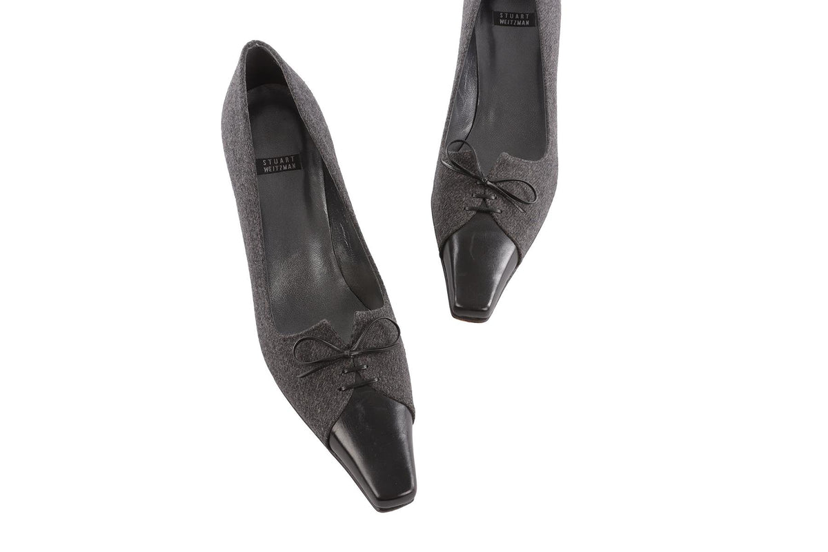 STUART WEITZMAN GREY VINTAGE FELT PUMPS US 7 EU 37 UK 4