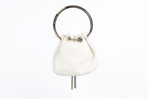 JIMMY CHOO WHITE BON BON LEATHER SHOULDER BAG