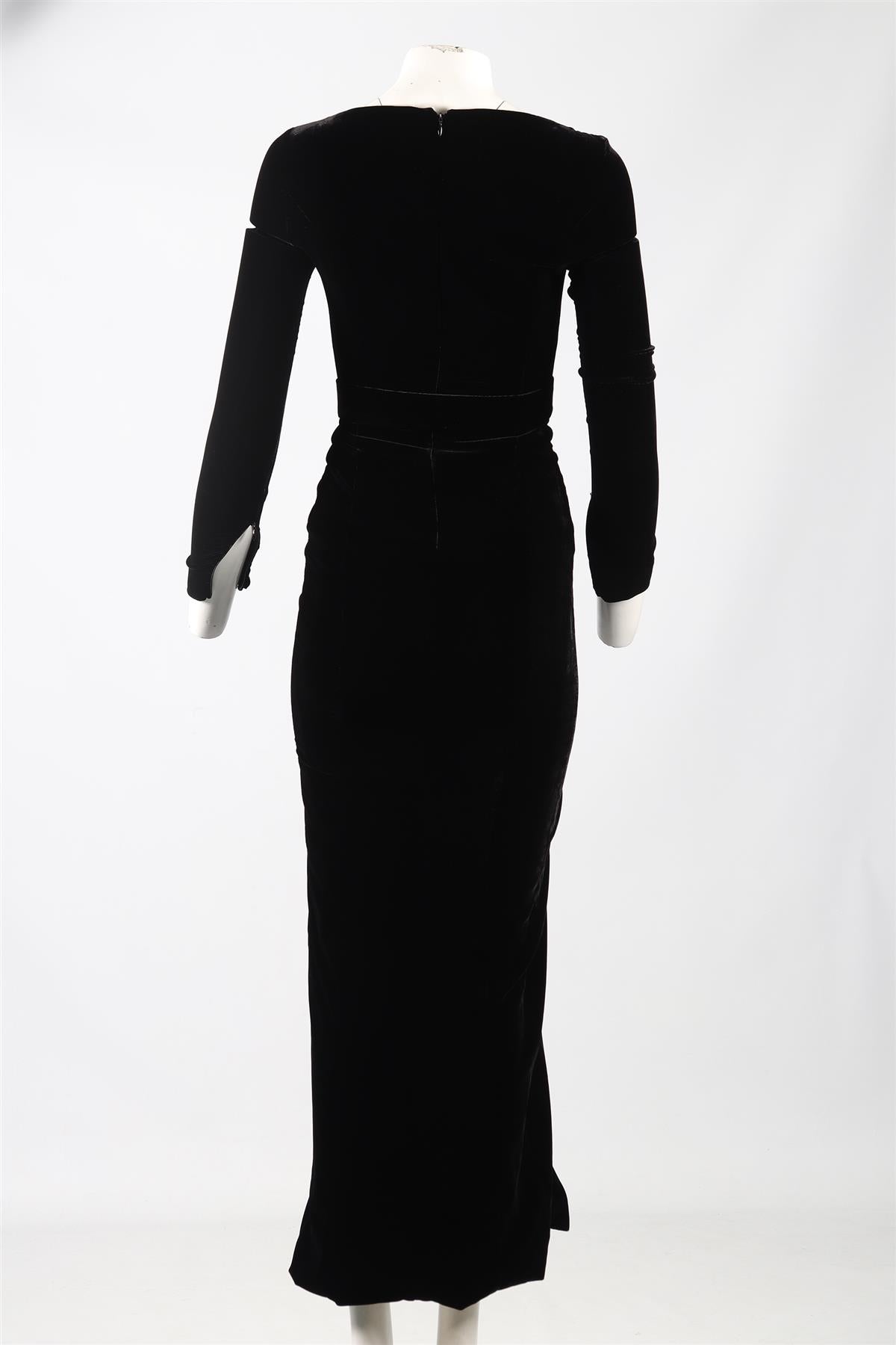 ALESSANDRA RICH CRYSTAL AND VELVET MAXI DRESS IT 38 UK 6