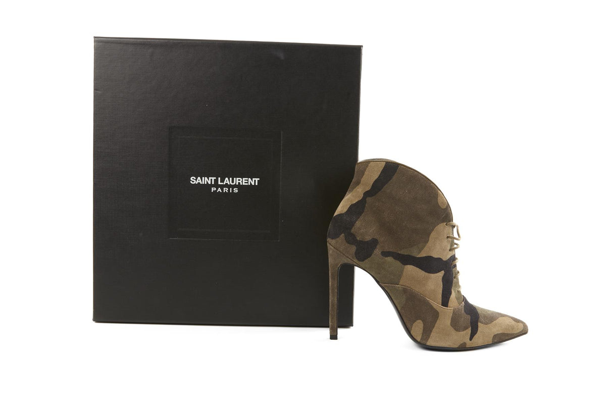 SAINT LAURENT GREEN SUEDE ANKLE BOOTS EU 36 UK 3 US 6