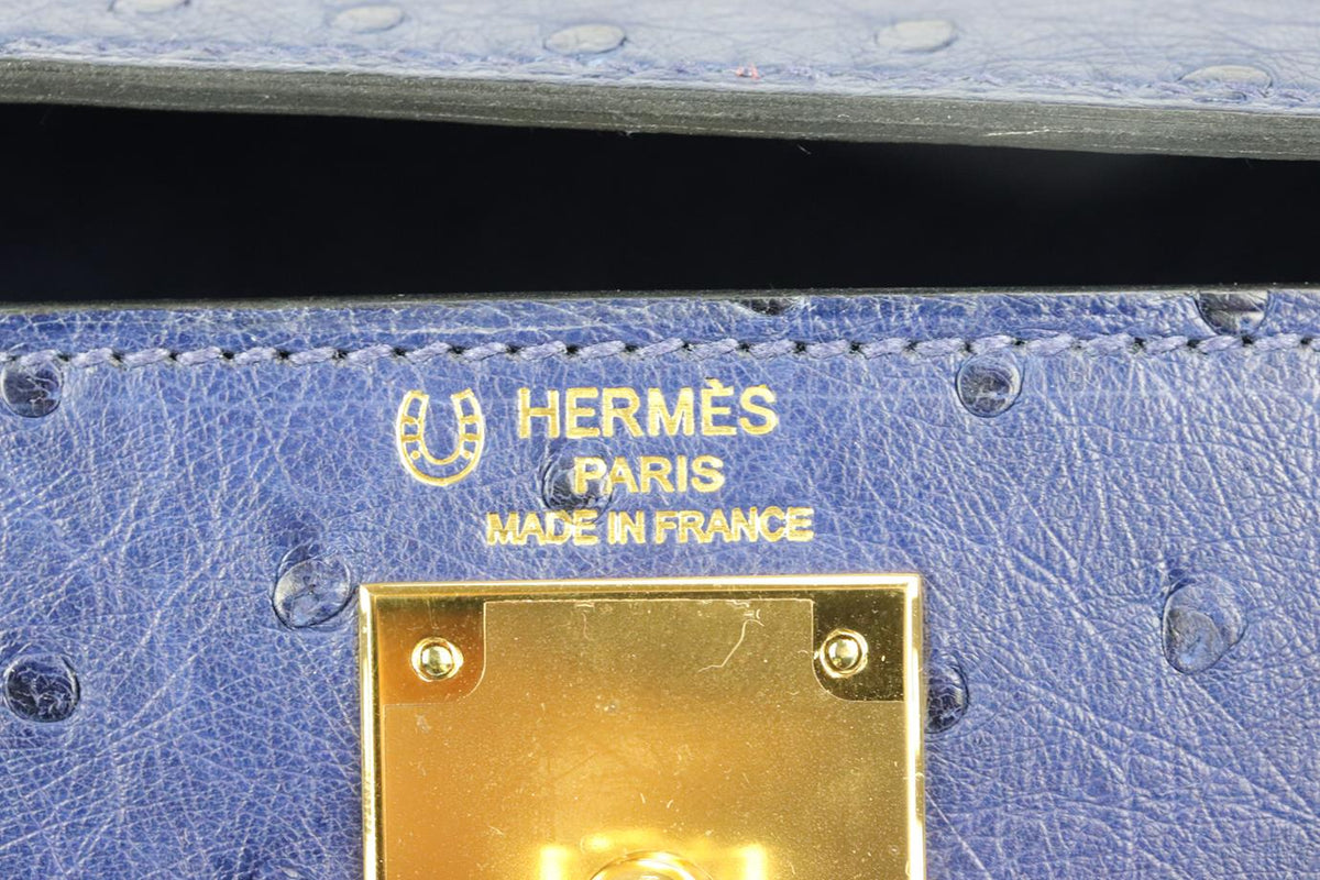 HERMÈS 2017 SPECIAL ORDER KELLY SELLIER 28CM OSTRICH LEATHER BAG