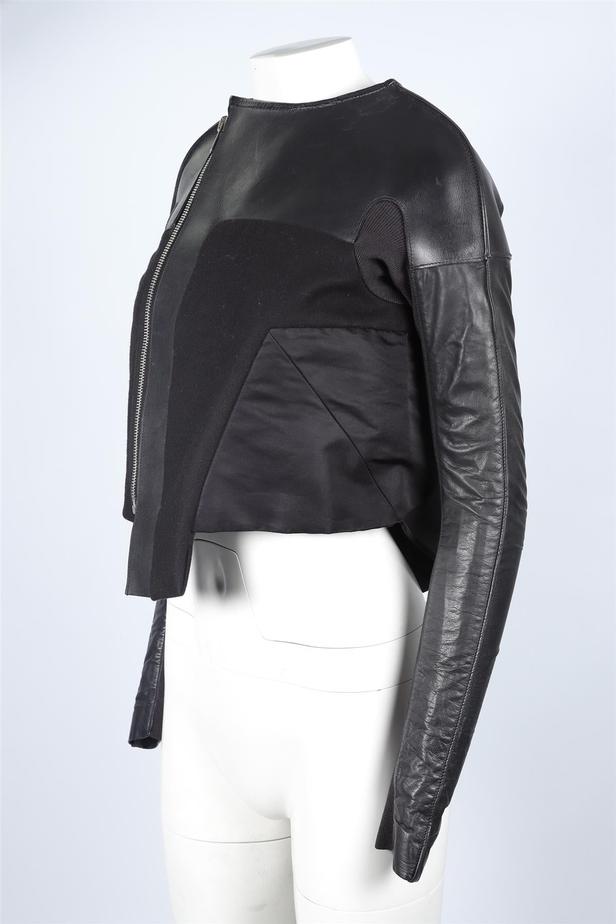 RICH OWENS BLACK LEATHER JACKET IT 38 UK 6