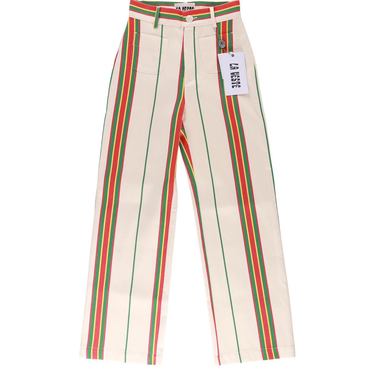 LA VESTE ECRU COTTON STRAIGHT LEG PANTS SMALL