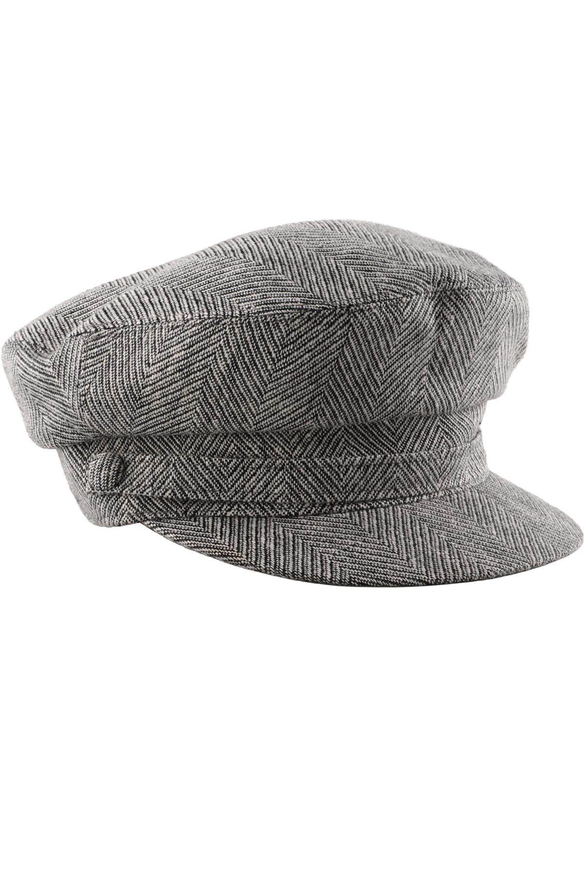 BORSALINO BLACK COTTON FLAT CAP 56 CM