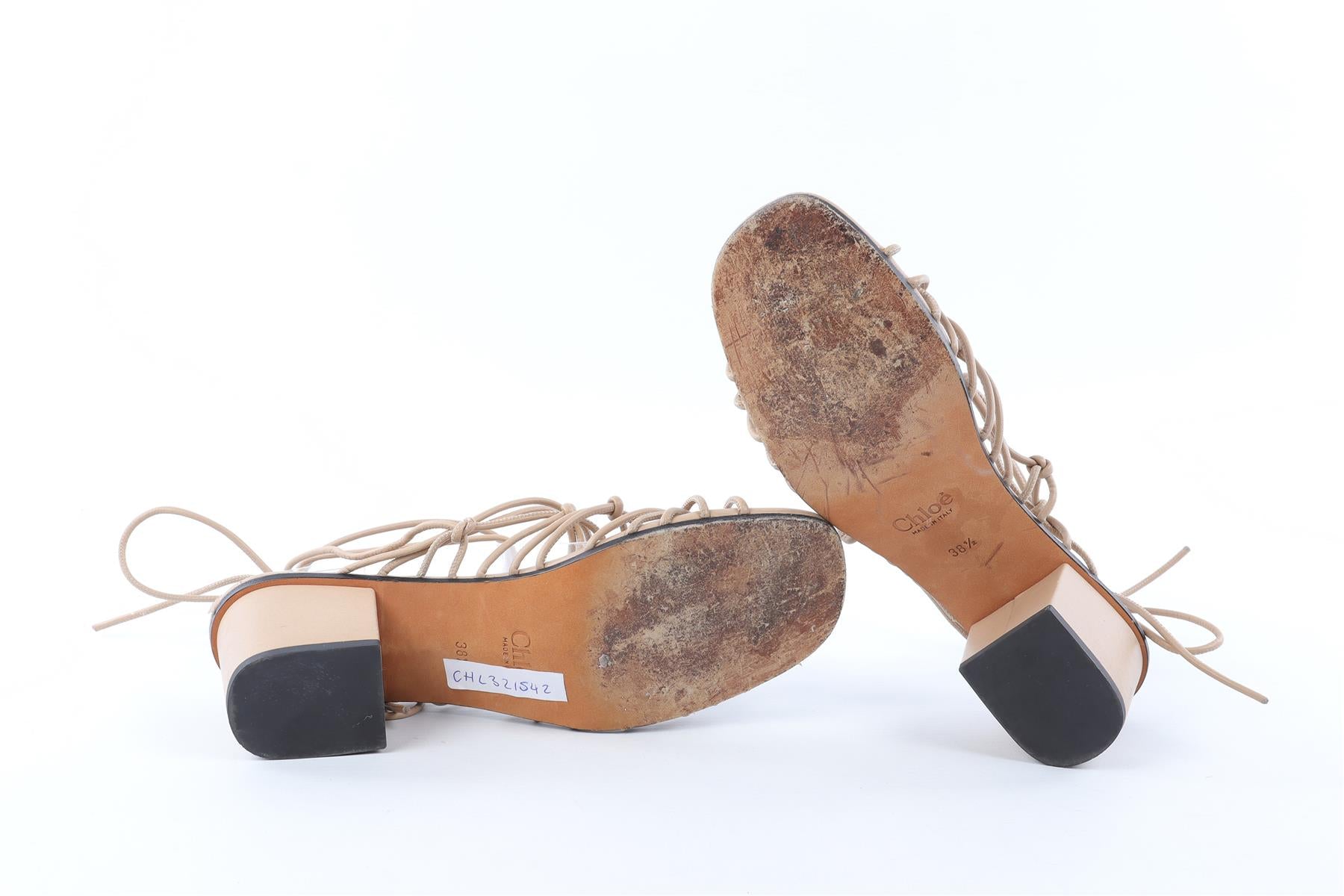 CHLOÉ BEIGE LEATHER SANDALS EU 38.5 UK 5.5 US 8.5