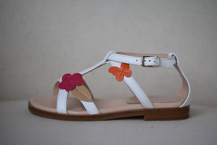 IL GUFO GIRLS WHITE LEATHER FLORAL SANDALS EU 26 UK 8.5