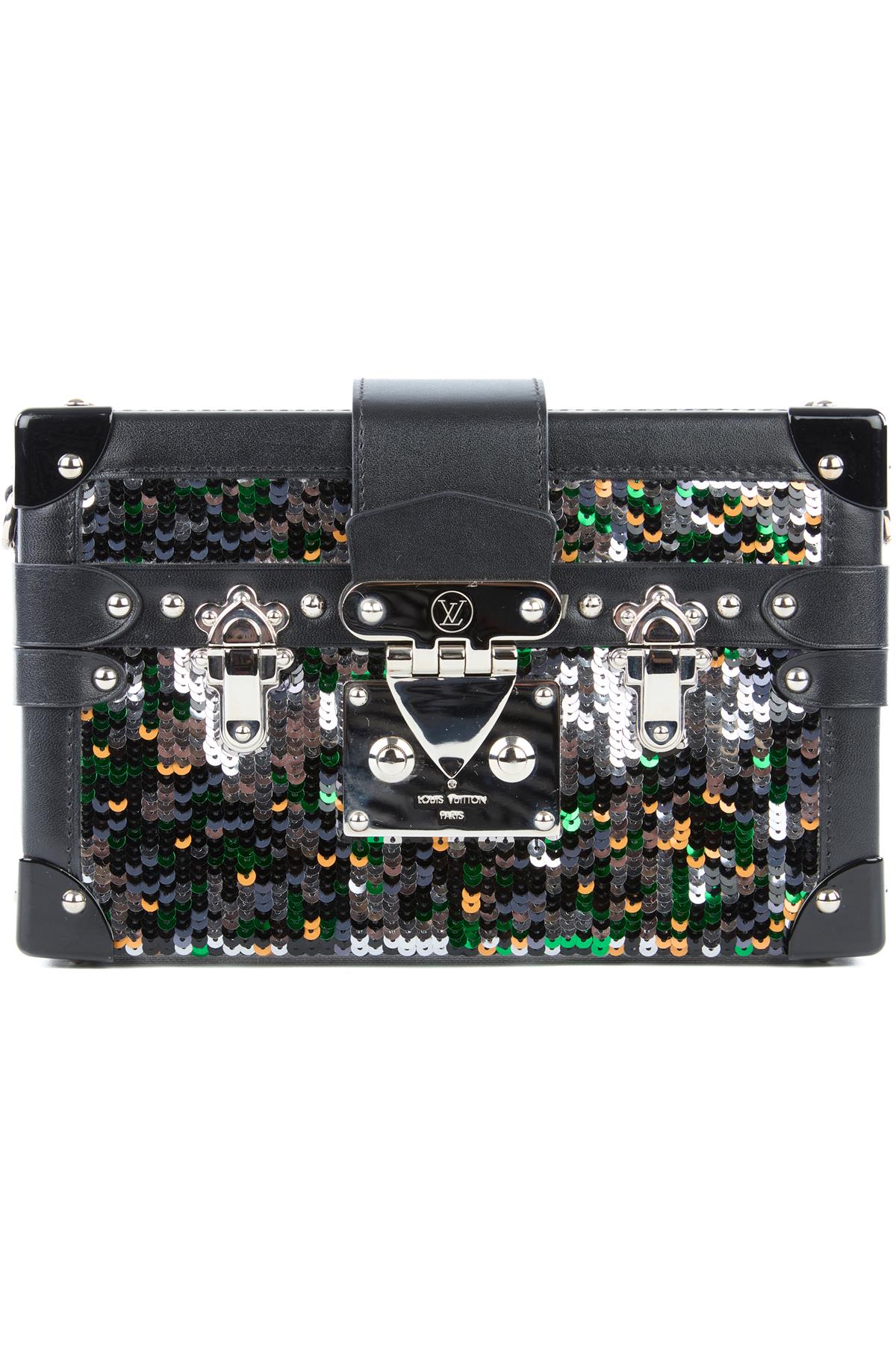 LOUIS VUITTON BLACK 2016 PETITE MALLE SEQUIN CLUTCH