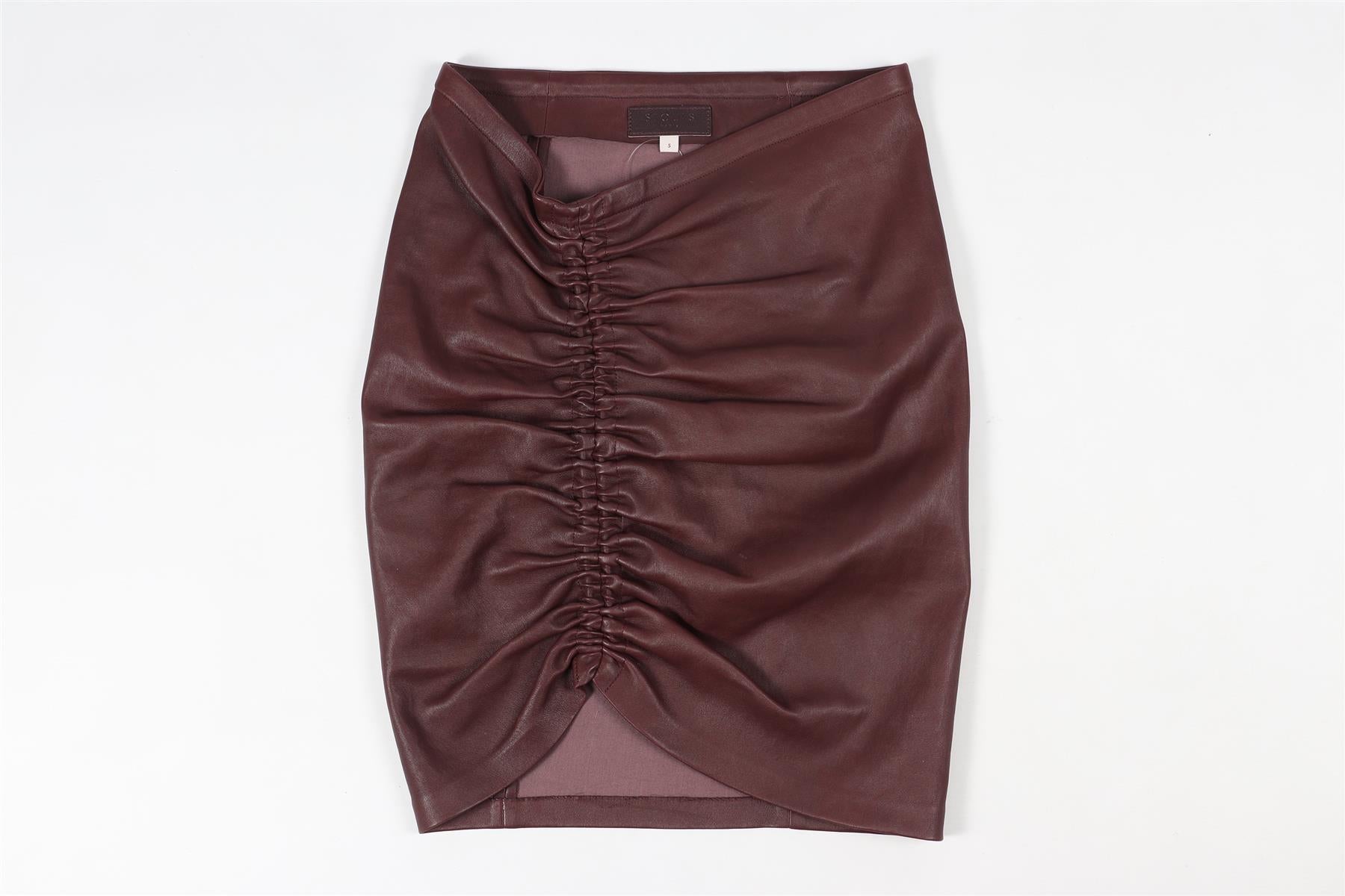 STOULS MAUVE LEATHER MINI SKIRT SMALL