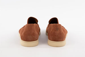 LORO PIANA BROWN MEN'S SUMMER WALK CASHMERE LOAFERS EU 41.5 UK 7.5 US 8.5