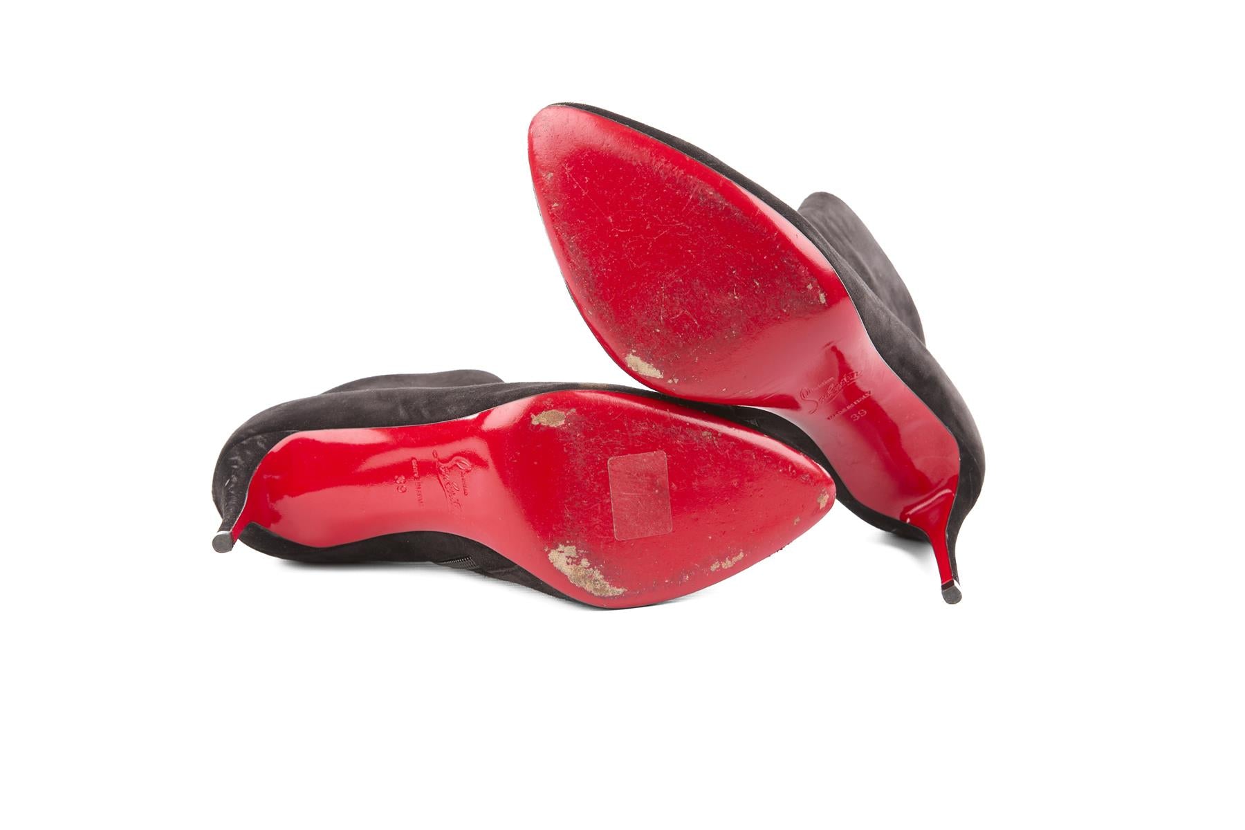 CHRISTIAN LOUBOUTIN BLACK SUEDE ANKLE BOOTS EU 39 UK 6 US 9