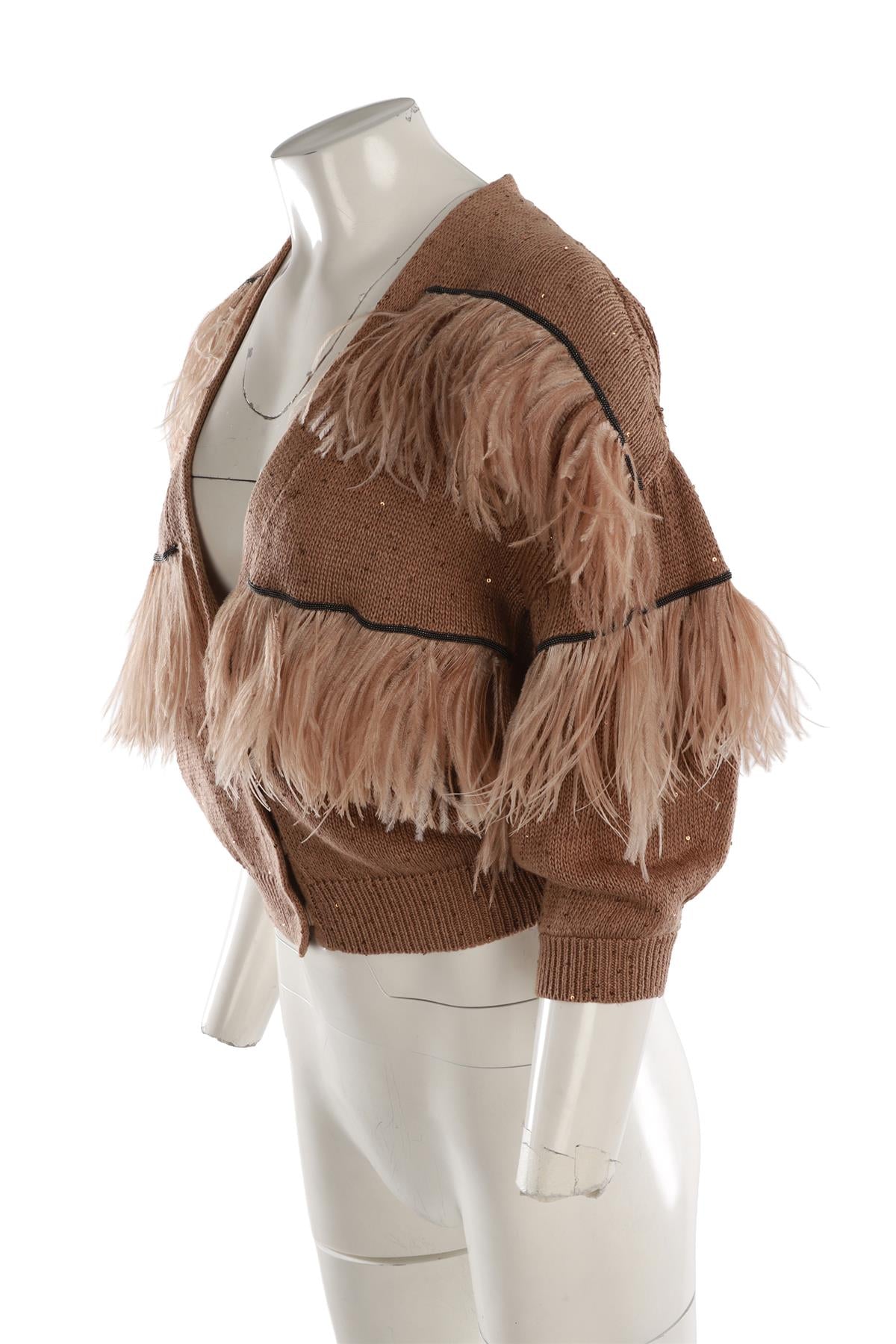 BRUNELLO CUCINELLI BROWN COTTON CARDIGAN XSMALL