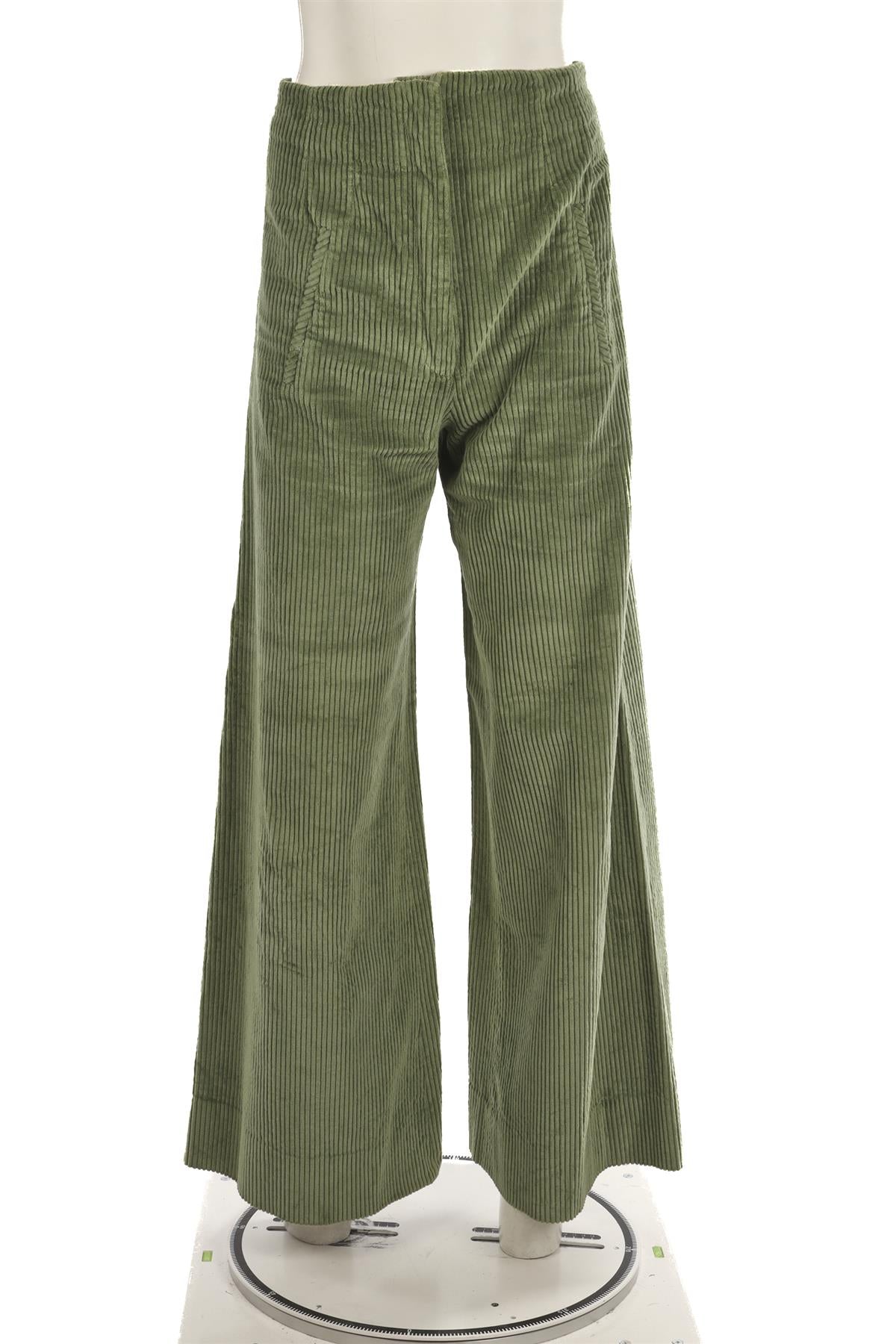 ANNA MASON GREEN CORDUROY WIDE LEG PANTS UK 8