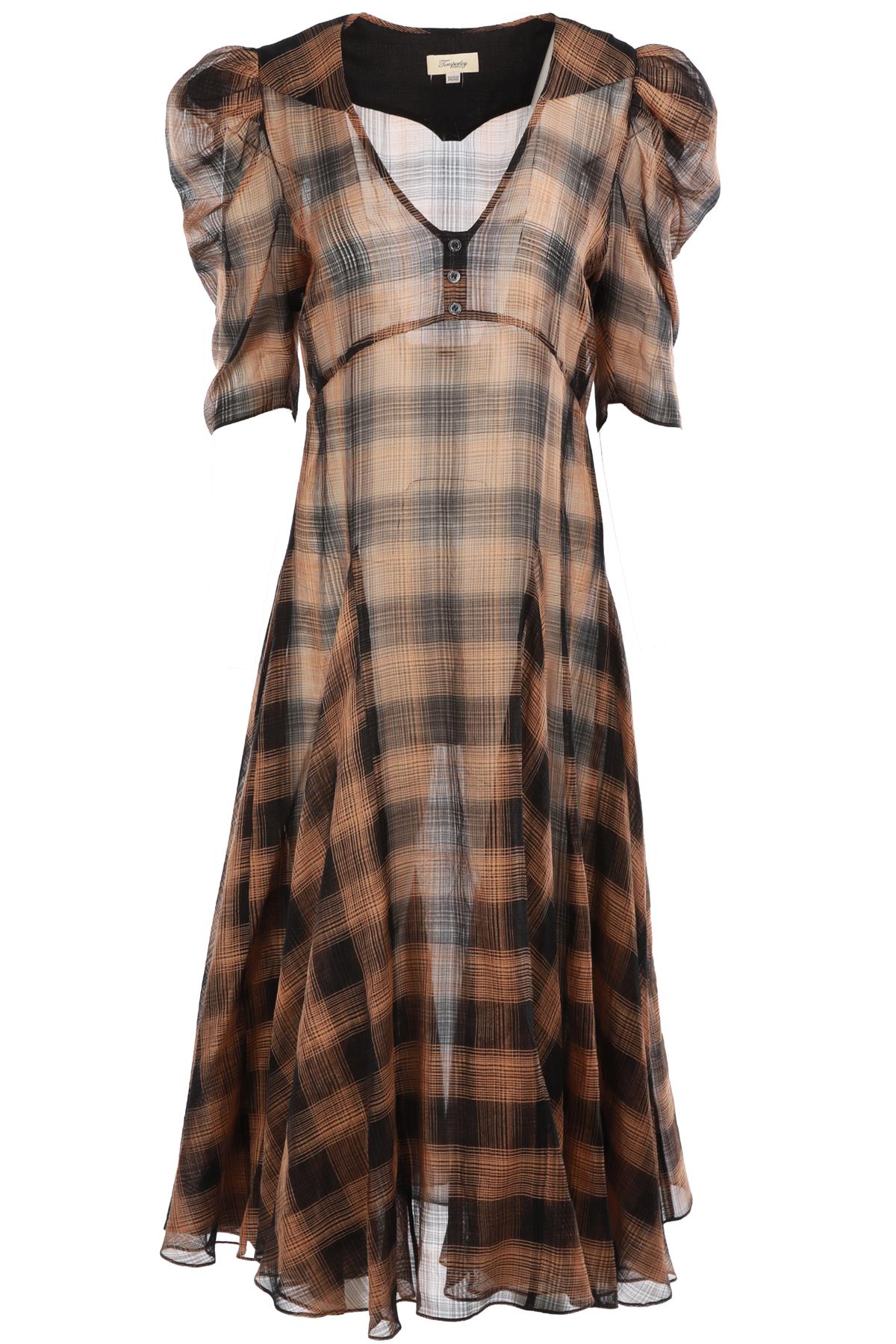 TEMPERLEY LONDON BROWN COTTON MAXI DRESS UK 10