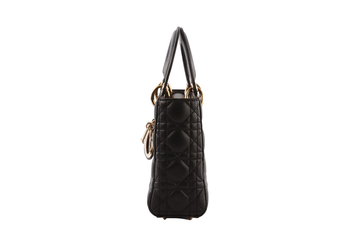 BLACK LADY DIOR MY ABCDIOR SMALL CANNAGE LEATHER TOTE BAG