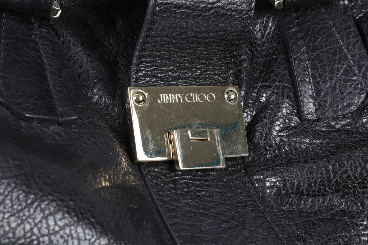 JIMMY CHOO BLACK RAPHAEL LEATHER SUITCASE