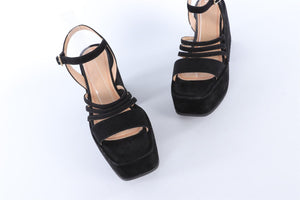 NODALETO BLACK SUEDE PLATFORM SANDALS EU 38.5 UK 5.5 US 8.5