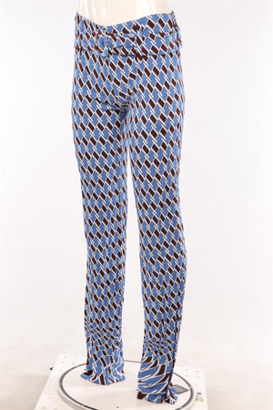 PRADA BLUE KNIT STRAIGHT LEG PANTS IT 42 UK 10